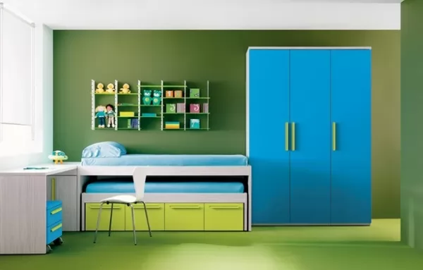 درجات اللون الاخضر مع اللون الازرق في الوان غرف اطفال 2018