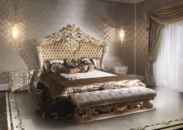 تصميم من غرف النوم الايطالي بالسرير الملكي